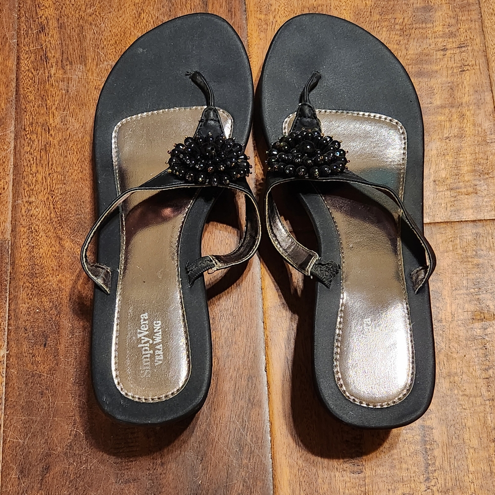 Simply Vera Vera Wang Black Beaded Sandals